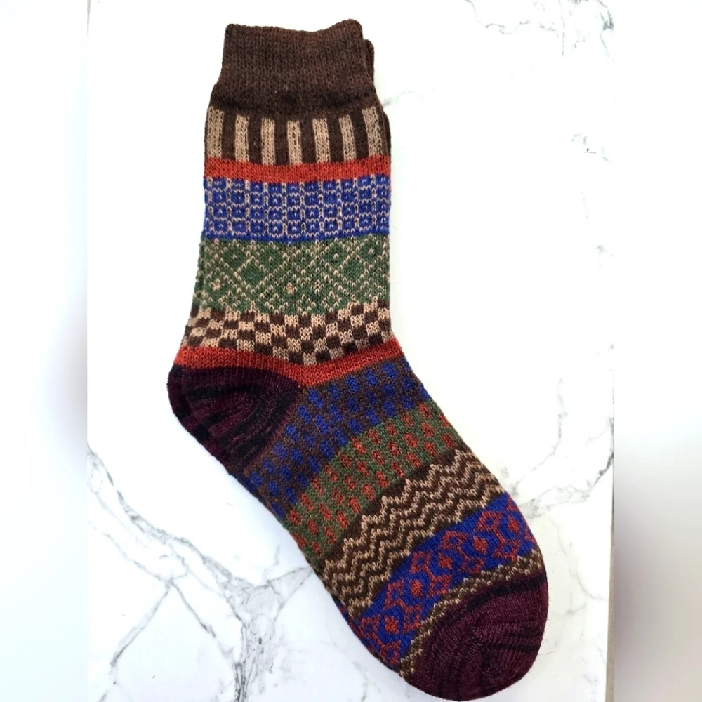 Bohemian | Granola brown blue maximalist print Gorpcore tube socks - Picture 1 of 7